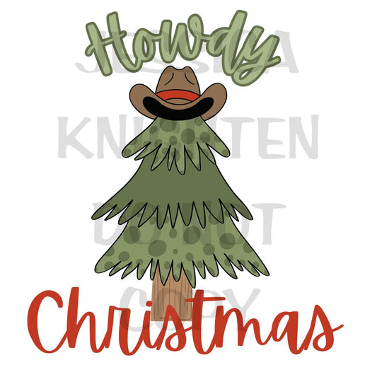 Howdy Christmas Tree with Cowboy Hat PNG, Hand Drawn, 300 DPI, Western, Trendy, Cowboy, Cowgirl, Boots, Preppy, Howdy Christmas, Cow Print
