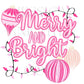 Merry and Bright Preppy Christmas PNG, Hand Drawn, 300 DPI, Trendy, Holidays, Ho Ho Ho, Jolly Vibes, Holly, Merry Bright December File Bow