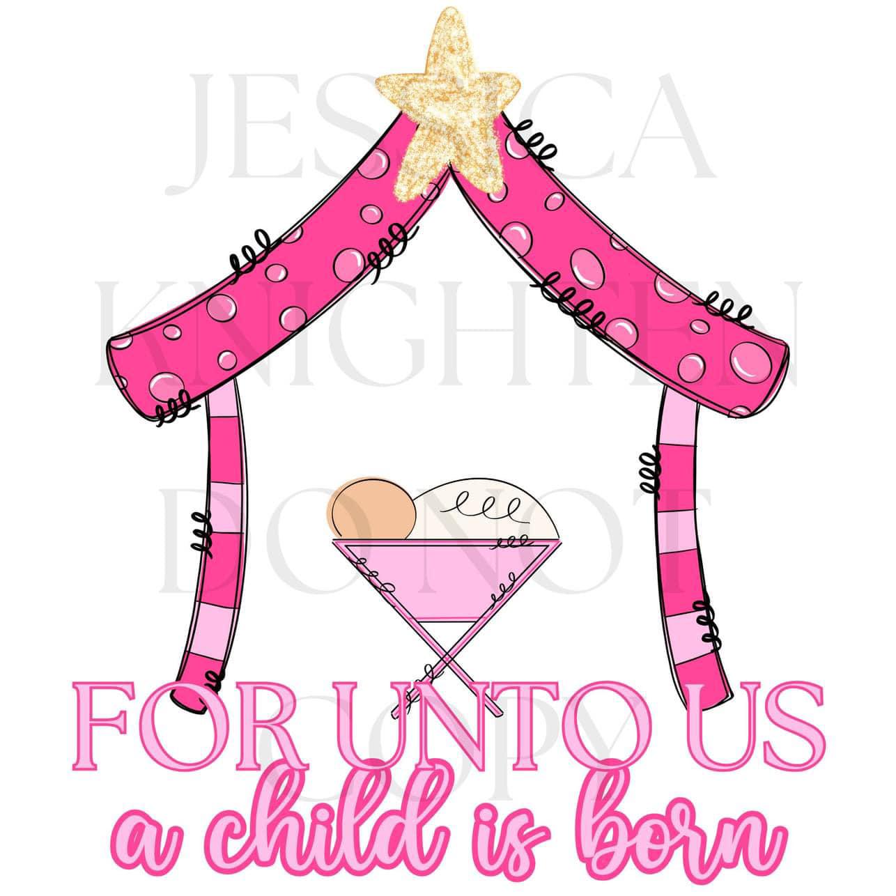 Manger Preppy Christmas PNG, Hand Drawn, 300 DPI, Trendy, Holidays, Ho Ho Ho, Jolly Vibes, Holly, Merry Bright December File Bow
