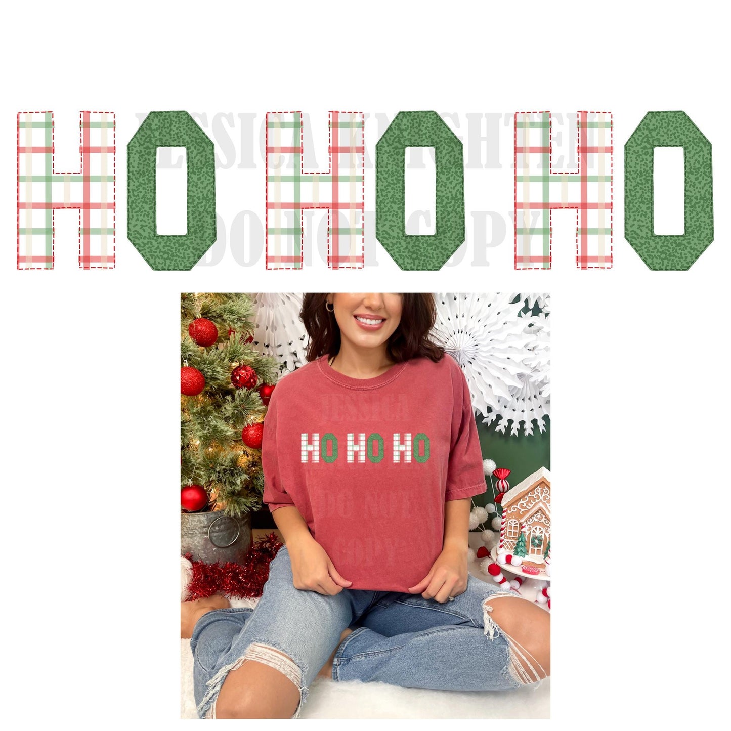 Quilted Preppy Christmas PNG, Hand Drawn, 300 DPI, Trendy, Holidays, Ho Ho Ho, Jolly Vibes, Holly, Merry Bright December File Bow red green
