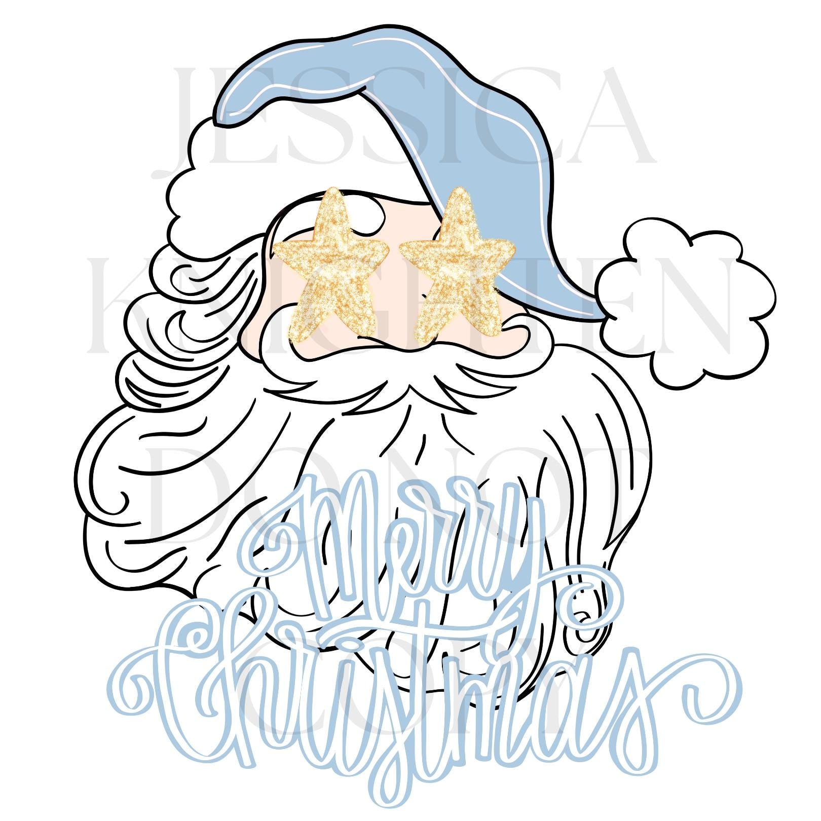 Coastal Grandmother Grandmillenial Preppy Christmas PNG Collection Hand Drawn Trendy Nutcracker Transparent Holly Jolly Merry Bright Santa