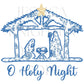 O Holy Night Manger Preppy Christmas PNG Hand Drawn 300 DPI Trendy Jolly Chinoiserie Grandmillenial Coastal Grandmother Merry Bright Holly