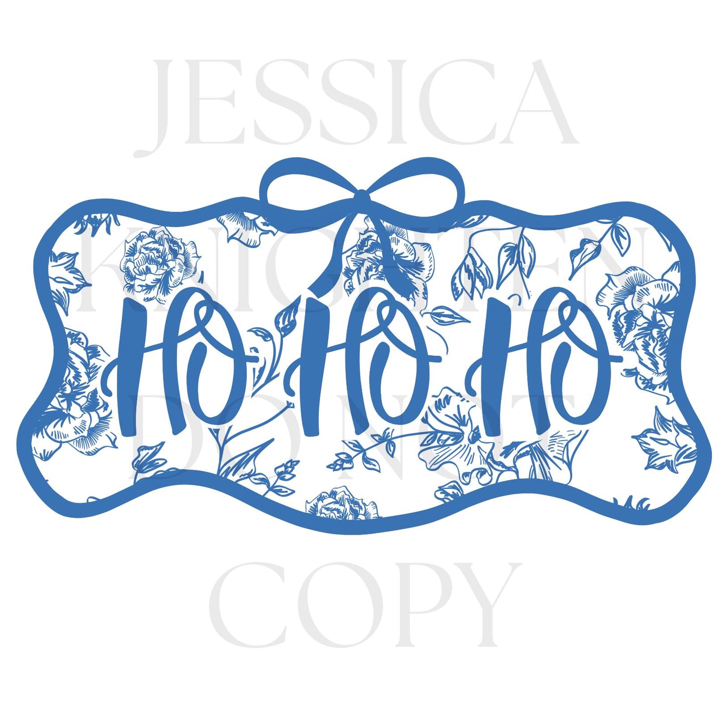 Ho Ho Ho Preppy Christmas PNG Hand Drawn 300 DPI Trendy Jolly Chinoiserie Grandmillenial Coastal Grandmother Merry Bright Holly