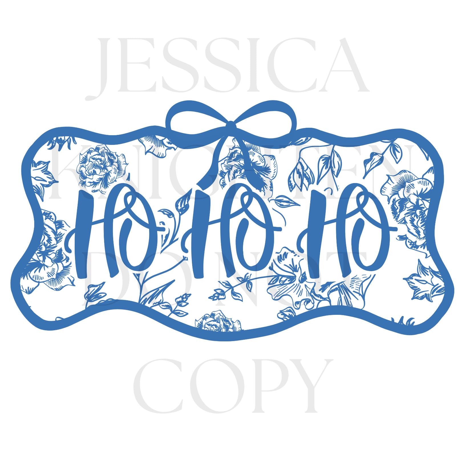Ho Ho Ho Preppy Christmas PNG Hand Drawn 300 DPI Trendy Jolly Chinoiserie Grandmillenial Coastal Grandmother Merry Bright Holly