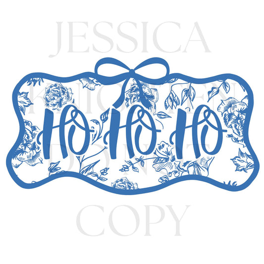 Ho Ho Ho Preppy Christmas PNG Hand Drawn 300 DPI Trendy Jolly Chinoiserie Grandmillenial Coastal Grandmother Merry Bright Holly