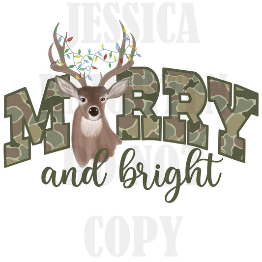 Camo Deer Bow Outdoors Country Hunting Holiday Girly Lights Preppy Christmas PNG Hand Drawn 300 DPI Trendy Jolly Merry Bright Holly