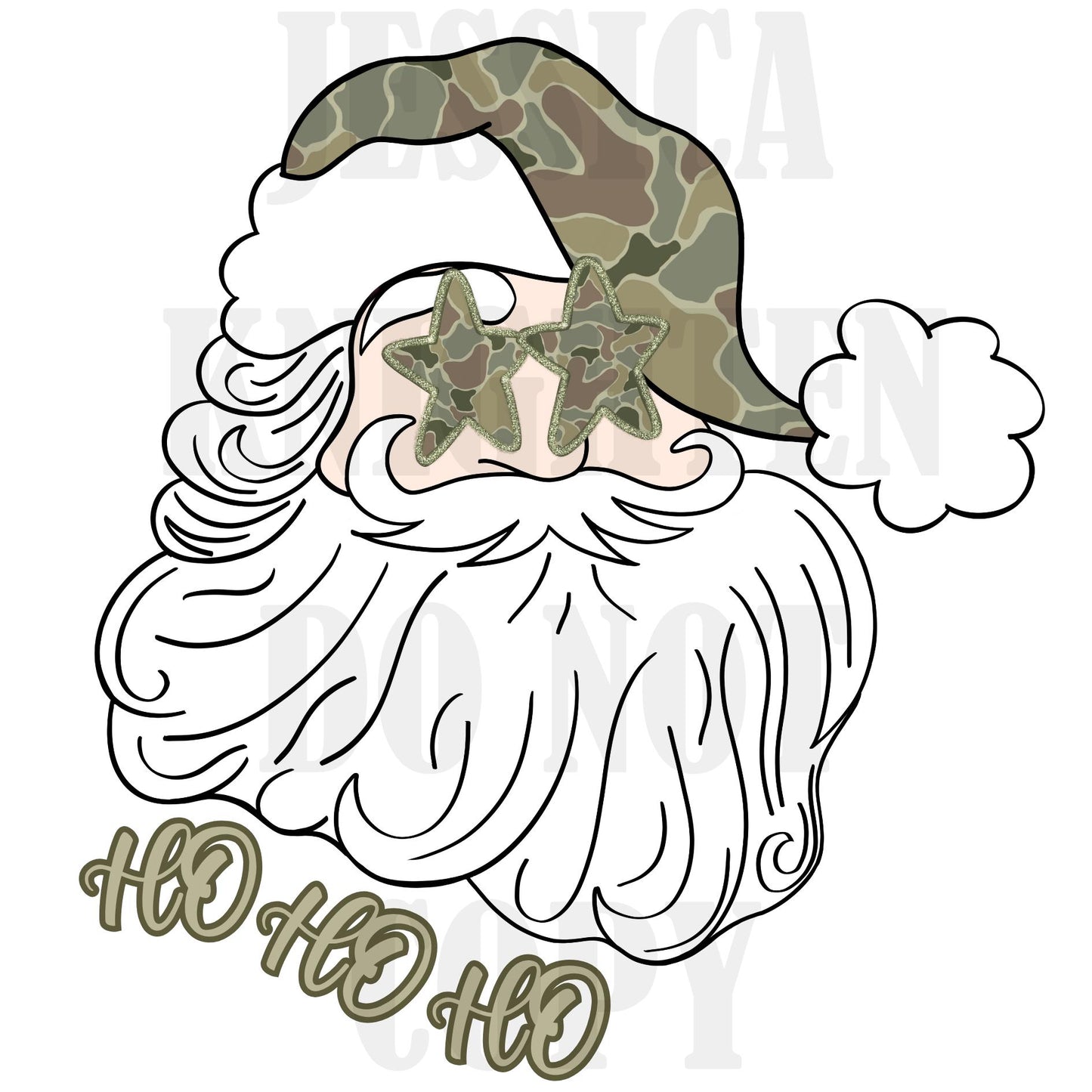 Hunting Holiday Camo Deer Preppy Christmas PNG Collection Hand Drawn Trendy Nutcracker Transparent Holly Jolly Merry Bright Santa Nutcracker