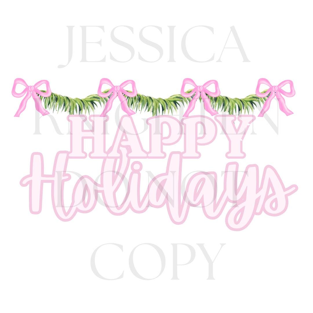 Preppy Christmas PNG Collection, Hand Drawn, 300 DPI, Pink, Trendy, Nutcracker, Gold, Glitter, Transparent, Holly, Jolly, Merry Bright Santa