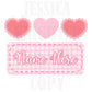 Heart Trio Valentines Digital Design Heart Gingham Name Plate Love Vday Kids Children Shirt PNG Personalized Sub Trendy XoXo Dino