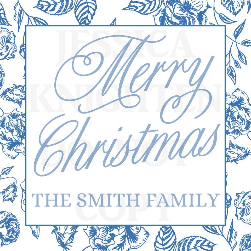 15 Printable Editable Christmas Gift Tags Coastal Grandmillenial Chinoiserie Preppy Sticker Print Your Own Canva Square Digital File Print