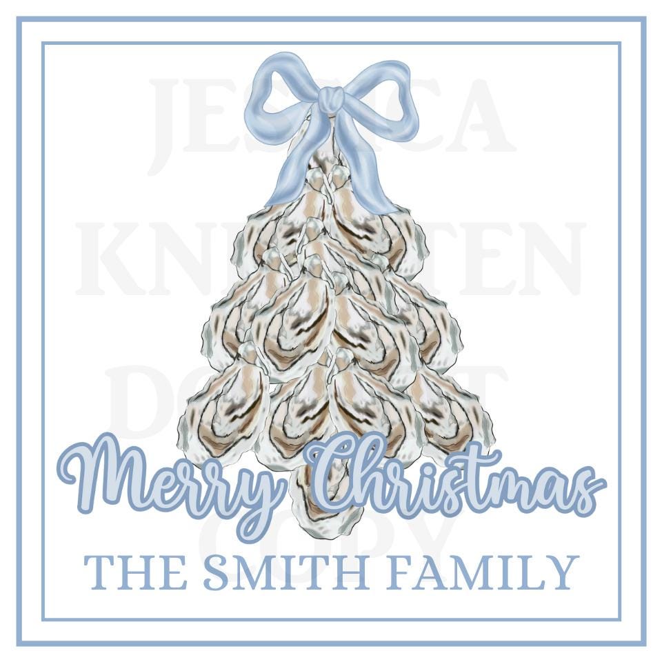 15 Printable Editable Christmas Gift Tags Coastal Grandmillenial Chinoiserie Preppy Sticker Print Your Own Canva Square Digital File Print