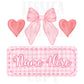 Bow Valentines Digital Design Heart Gingham Name Plate Love Vday Kids Children Shirt PNG Personalized Bows Girly Cutesy Sub Trendy XoXo Cute