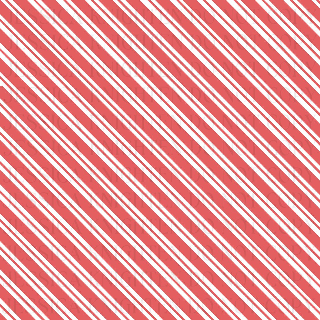 Christmas Digital Paper Stripe Red Trendy PNG 300 DPI Preppy Tree Santa Candy Cane Merry Bright Popular Transparent Original Pattern