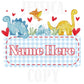 Dinosaur Valentines Digital Design Heart Gingham Name Plate Love Vday Kids Children Shirt PNG Personalized Sub Trendy XoXo Dino
