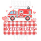 Firetruck Valentines Digital Design Heart Gingham Name Plate Love Vday Kids Children Shirt PNG Personalized Sub Trendy XoXo Rescue