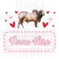Girly Bull Valentines Digital Design Heart Gingham Name Plate Love Vday Kids Children Shirt PNG Personalized Sub Trendy XoXo Cattle Rancher