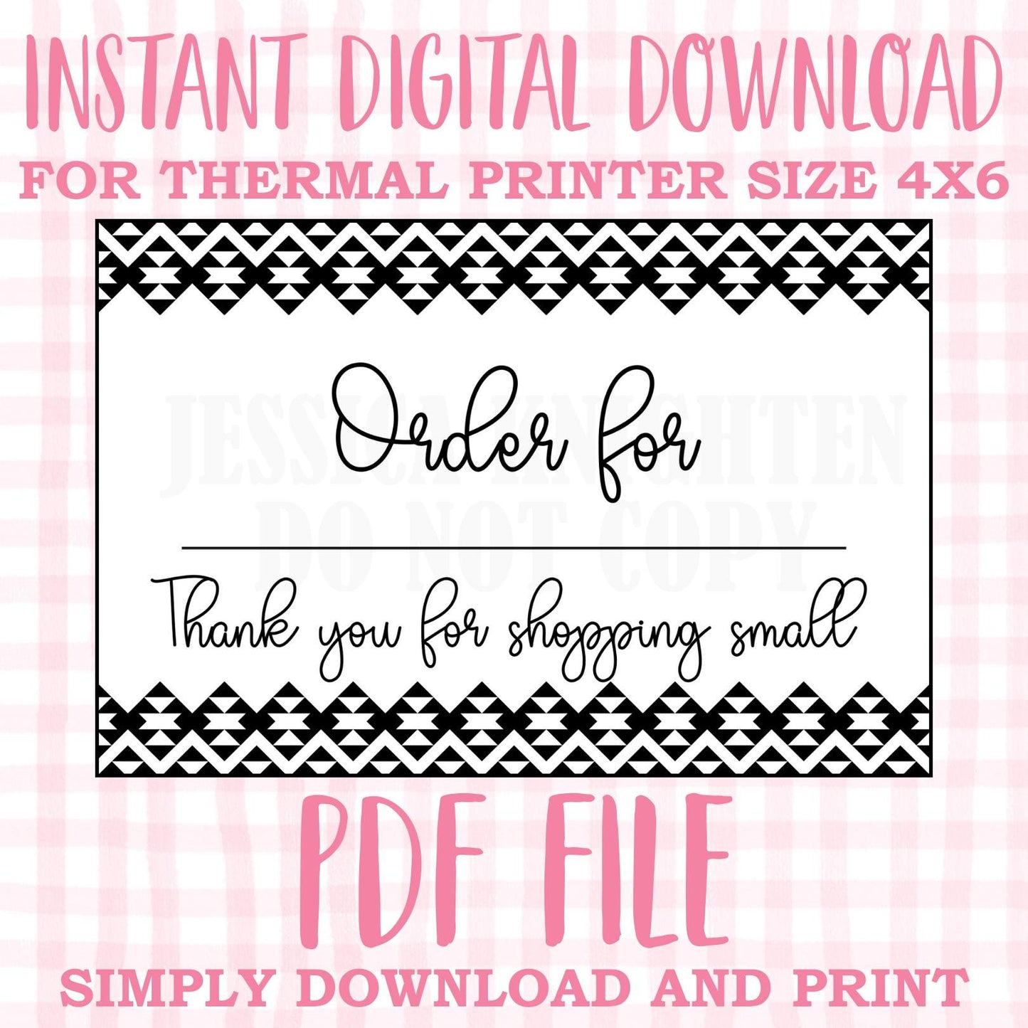DIGITAL Thermal Printer Label for Boutiques and Small Businesses Preppy Sticker PDF Design Printable Instant Download 6X4 Name Pick Up