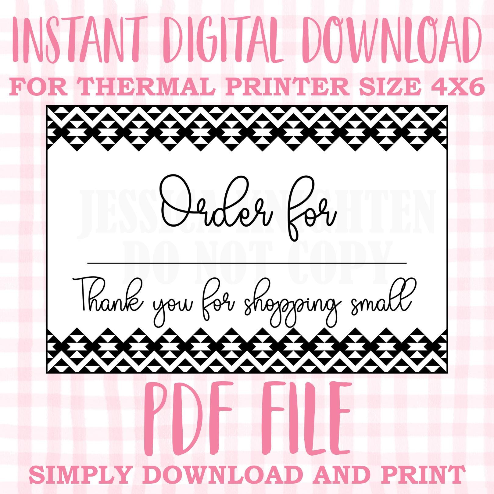 DIGITAL Thermal Printer Label for Boutiques and Small Businesses Preppy Sticker PDF Design Printable Instant Download 6X4 Name Pick Up