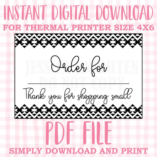 DIGITAL Thermal Printer Label for Boutiques and Small Businesses Preppy Sticker PDF Design Printable Instant Download 6X4 Name Pick Up