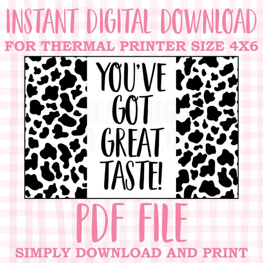 DIGITAL Thermal Printer Label for Small Businesses Preppy Sticker PDF Design Printable Instant Download 6X4 You've Got Great Taste Cheetah
