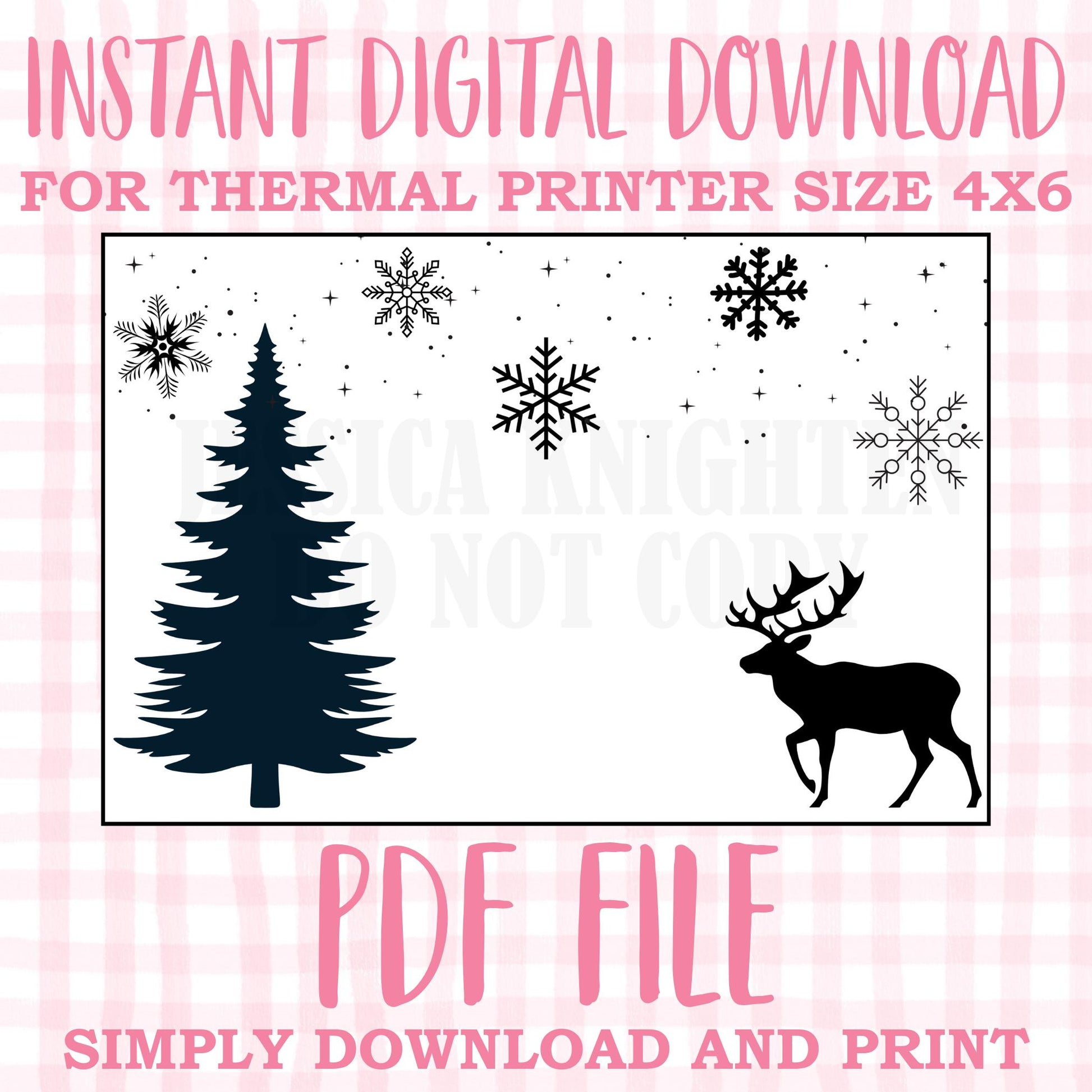 DIGITAL Thermal Printer Label for Small Businesses Preppy Sticker PDF Design Printable Instant Download 6X4 Christmas DIY Deer Hunting