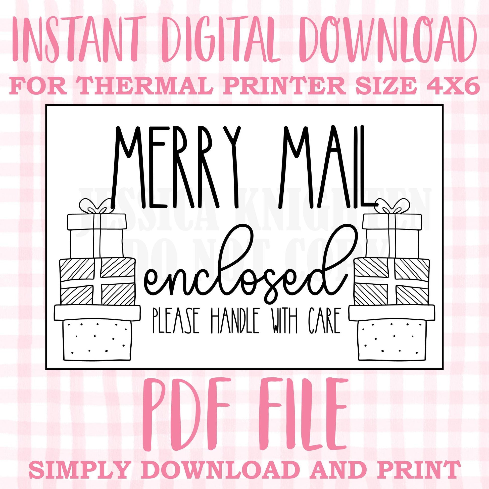 DIGITAL Thermal Printer Label for Small Businesses Preppy Sticker PDF Design Printable Instant Download 6X4 Christmas DIY Deer Hunting