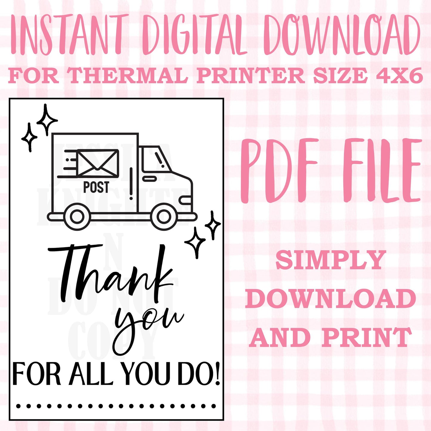 DIGITAL Thermal Printer Label for Small Businesses Preppy Sticker PDF Design Printable Instant Download 4X6 Thank You Mail Carrier