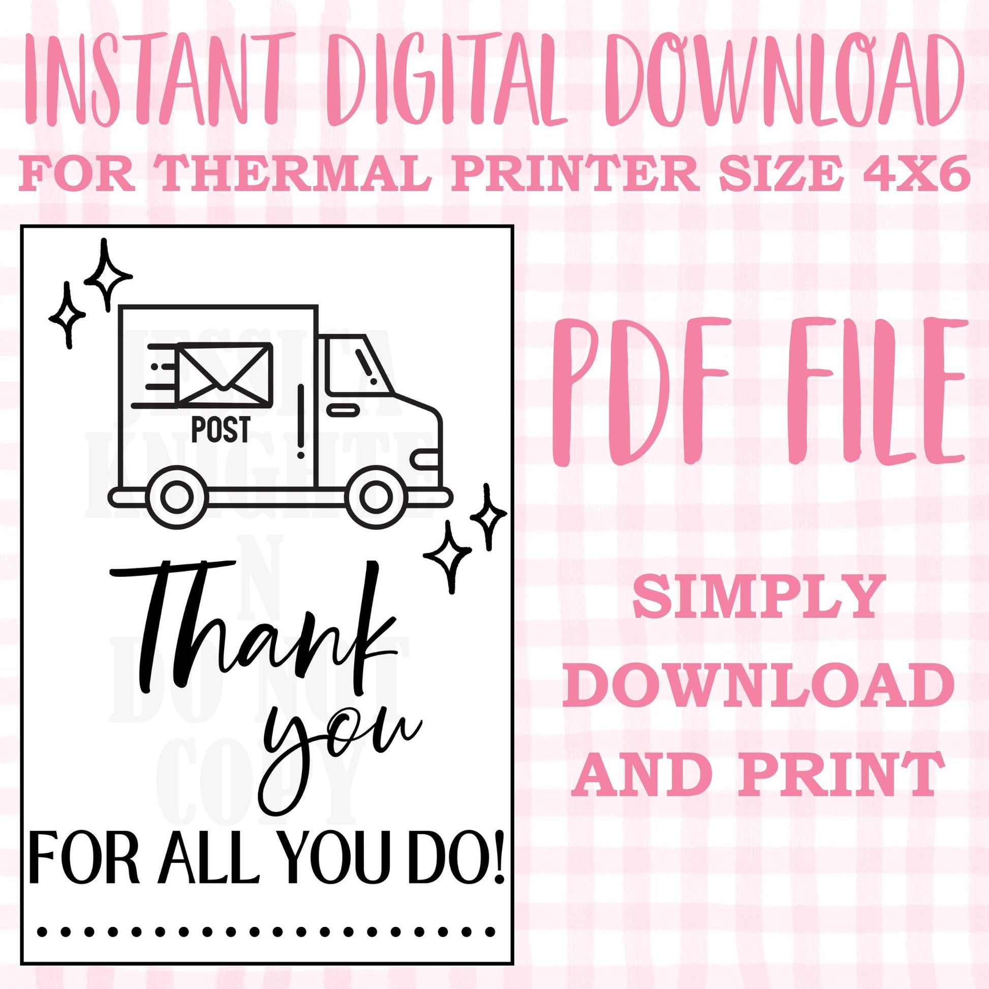 DIGITAL Thermal Printer Label for Small Businesses Preppy Sticker PDF Design Printable Instant Download 4X6 Thank You Mail Carrier