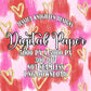 Valentines Digital Paper Bow Pink Trendy PNG 300 DPI Preppy Heart Popular Coquette Transparent Original Pattern Hand Painted Scrapbook
