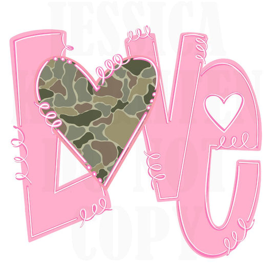 Camo Hunting Valentines Digital Design Heart Vday Shirt PNG Personalized Sub Trendy Adult Transparent Preppy Loved Deerly