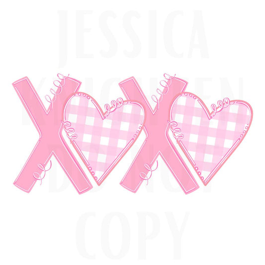 XOXO Valentines Digital Design Heart Love Vday Kids Children Shirt PNG Sub Trendy XoXo Adult Transparent Preppy Red Bow Gingham Trending