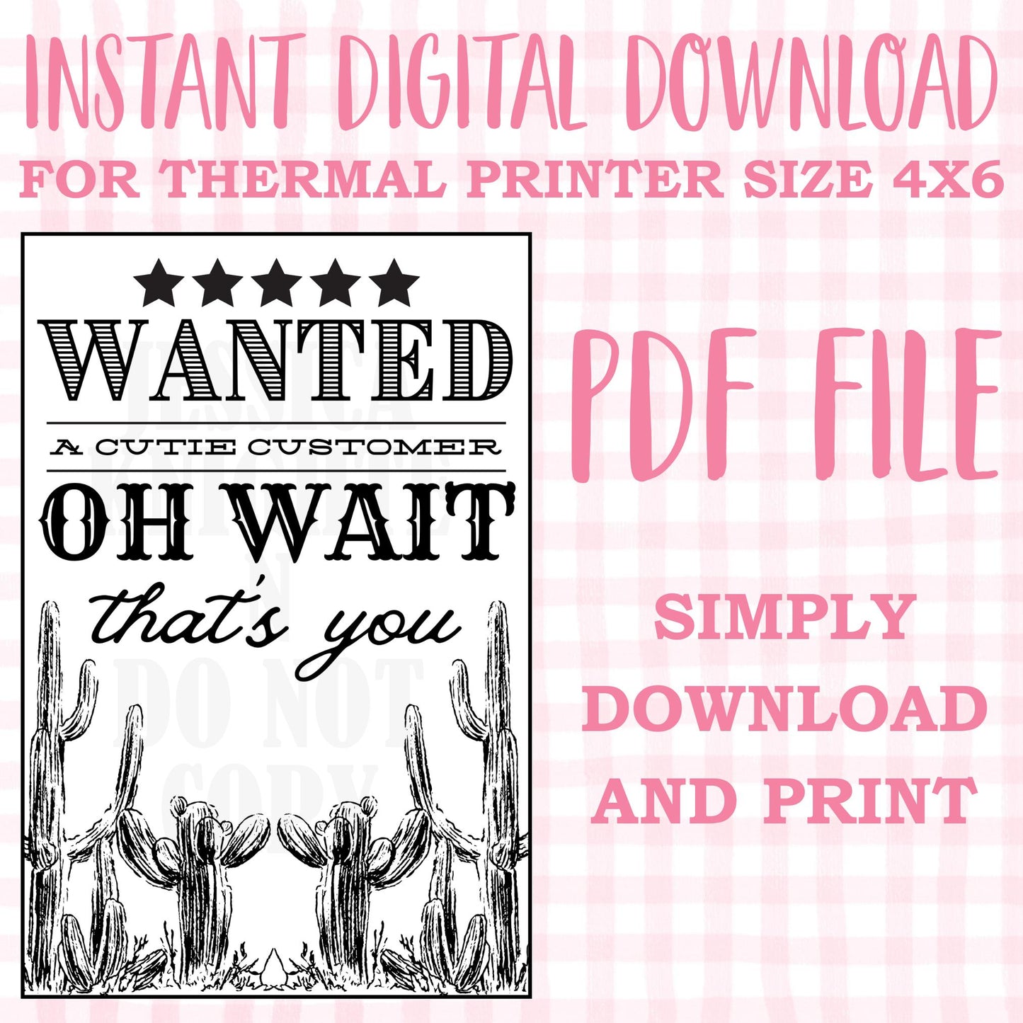 DIGITAL Thermal Printer Label for Small Businesses Preppy Sticker PDF Design Printable Instant Download 4X6 Western Yee Haw