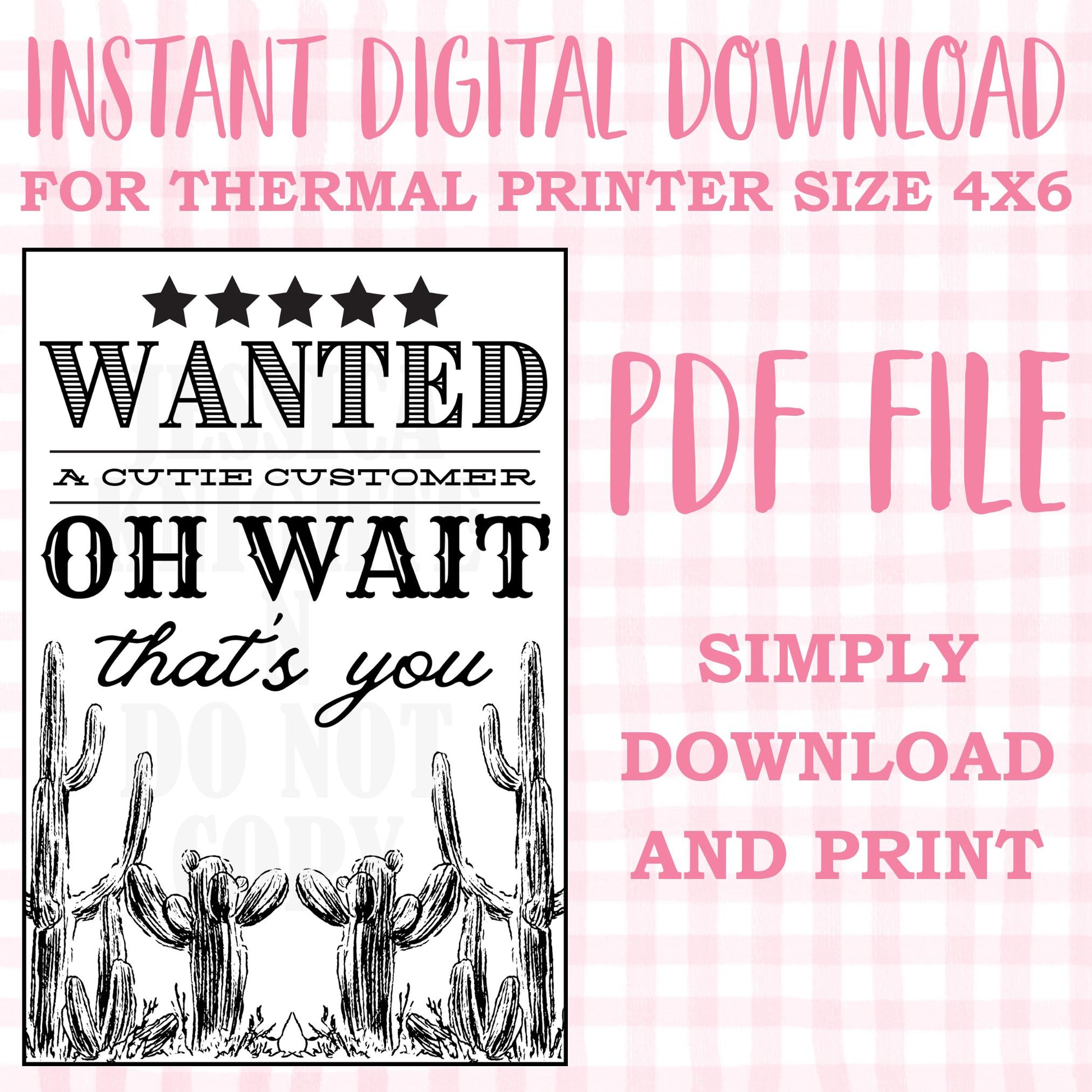 DIGITAL Thermal Printer Label for Small Businesses Preppy Sticker PDF Design Printable Instant Download 4X6 Western Yee Haw