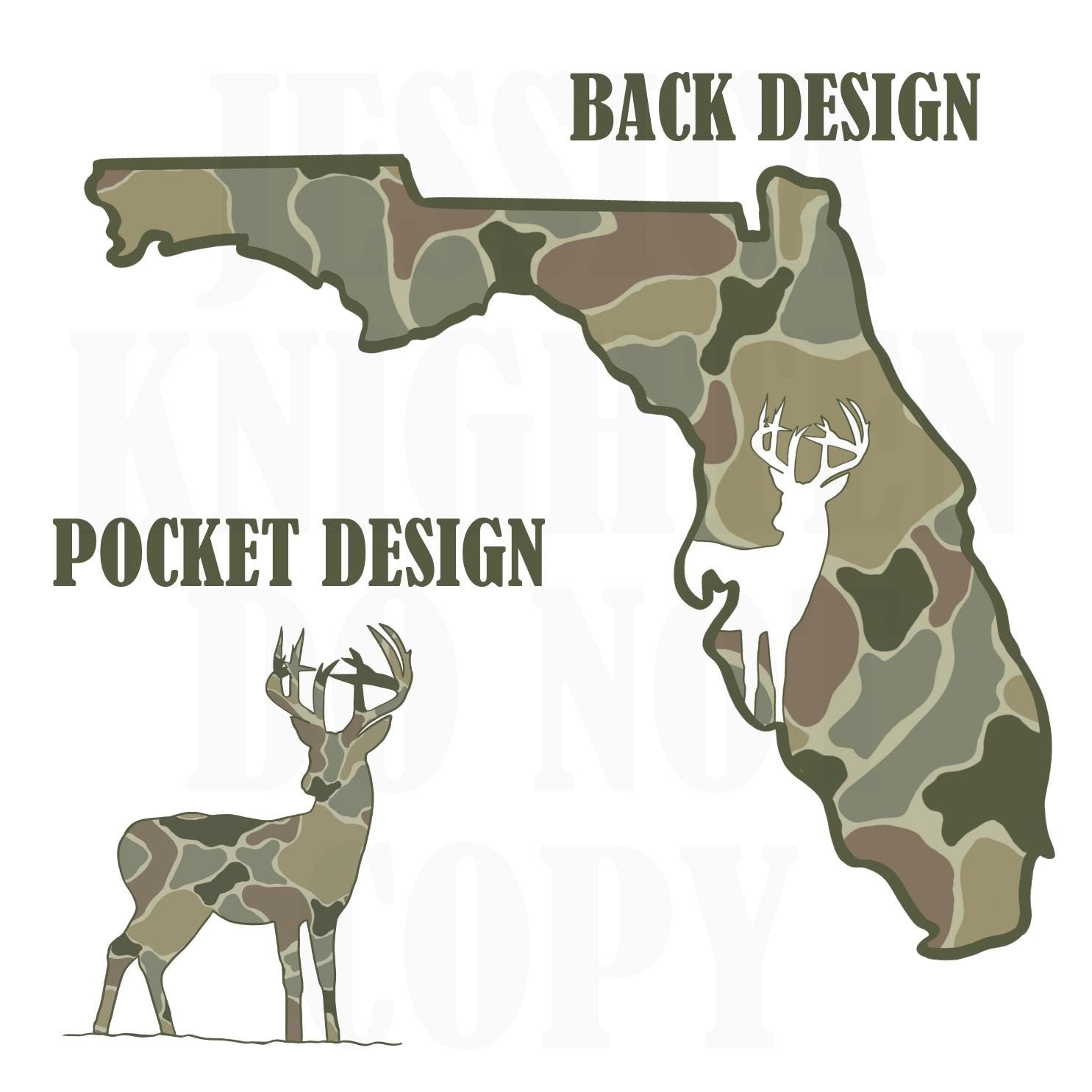 Men and Women Everyday Hunting PNG Digital Design Camo Camoflauge Deer Silhouette Pocket and Back Files Kid Design Male Shirt Florida State