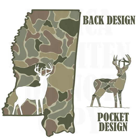Men and Women Everyday Hunting PNG Digital Design Camo Camoflauge Deer Silhouette Pocket and Back Files Kid Design Male Shirt Mississippi