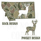 Men and Women Everyday Hunting PNG Digital Design Camo Camoflauge Deer Silhouette Pocket and Back Files Kid Design Male Shirt Montana State