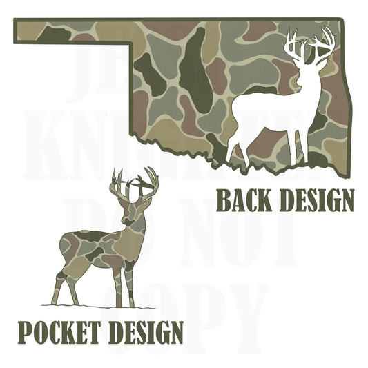 Men and Women Everyday Hunting PNG Digital Design Camo Camoflauge Deer Silhouette Pocket and Back Files Kid Design Male Shirt Oklahoma State