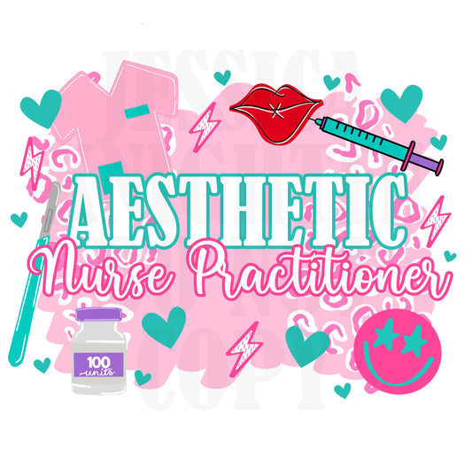 Aesthetic Nurse Practitioner PNG Trendy Preppy Cheetah Pink Digital Shirt Print Injector Filler Cosmetic Lips NP Tox Facial Dermoplane
