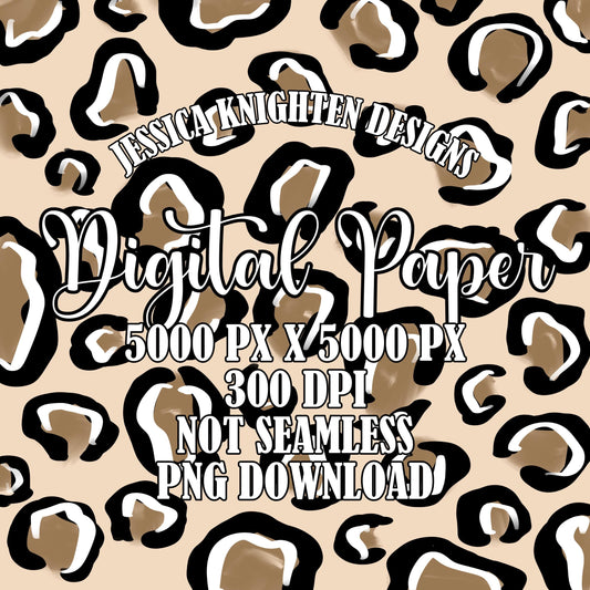 Cheetah Digital Paper Trendy PNG 300 DPI Preppy Popular Transparent Original Pattern Hand Painted Scrapbook Print Wild Animal