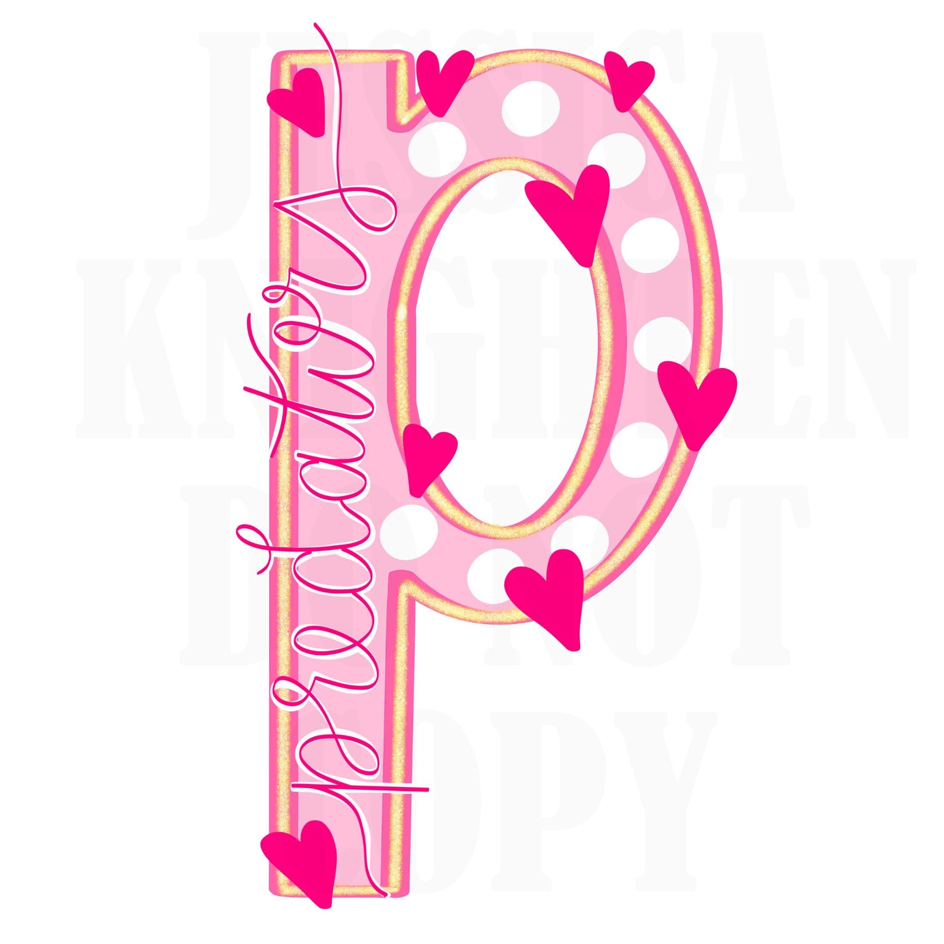 Predators Mascot Letter Preppy Pink Valentines Football Team Go PNG Sublimation File Glitter Gold DTF Print Digital Unique Trendy