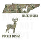Men and Women Everyday Hunting PNG Digital Design Camo Camoflauge Deer Silhouette Pocket and Back Files Design Male Shirt Tennessee State
