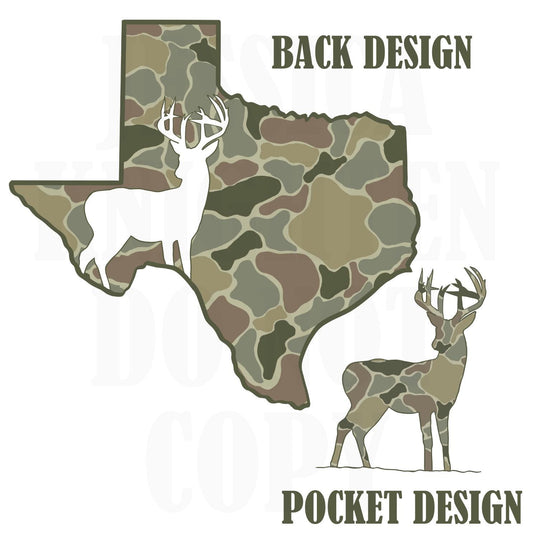 Men and Women Everyday Hunting PNG Digital Design Camo Camoflauge Deer Silhouette Pocket and Back Files Kid Design Male Shirt Texas State