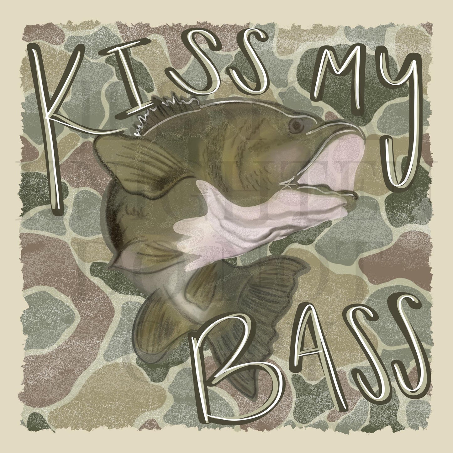 Men and Women Everyday PNG Digital Design Camo Camoflauge Kiss My Bass Fish Fishing Silhouette Pocket and Back Files Kid Design Male Shirt