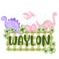 Dinosaur Digital Design Gingham Name Plate Kids Children Shirt PNG Personalized Sub Trendy Dino Clover St. Patty's Irish Pinch Patrick's