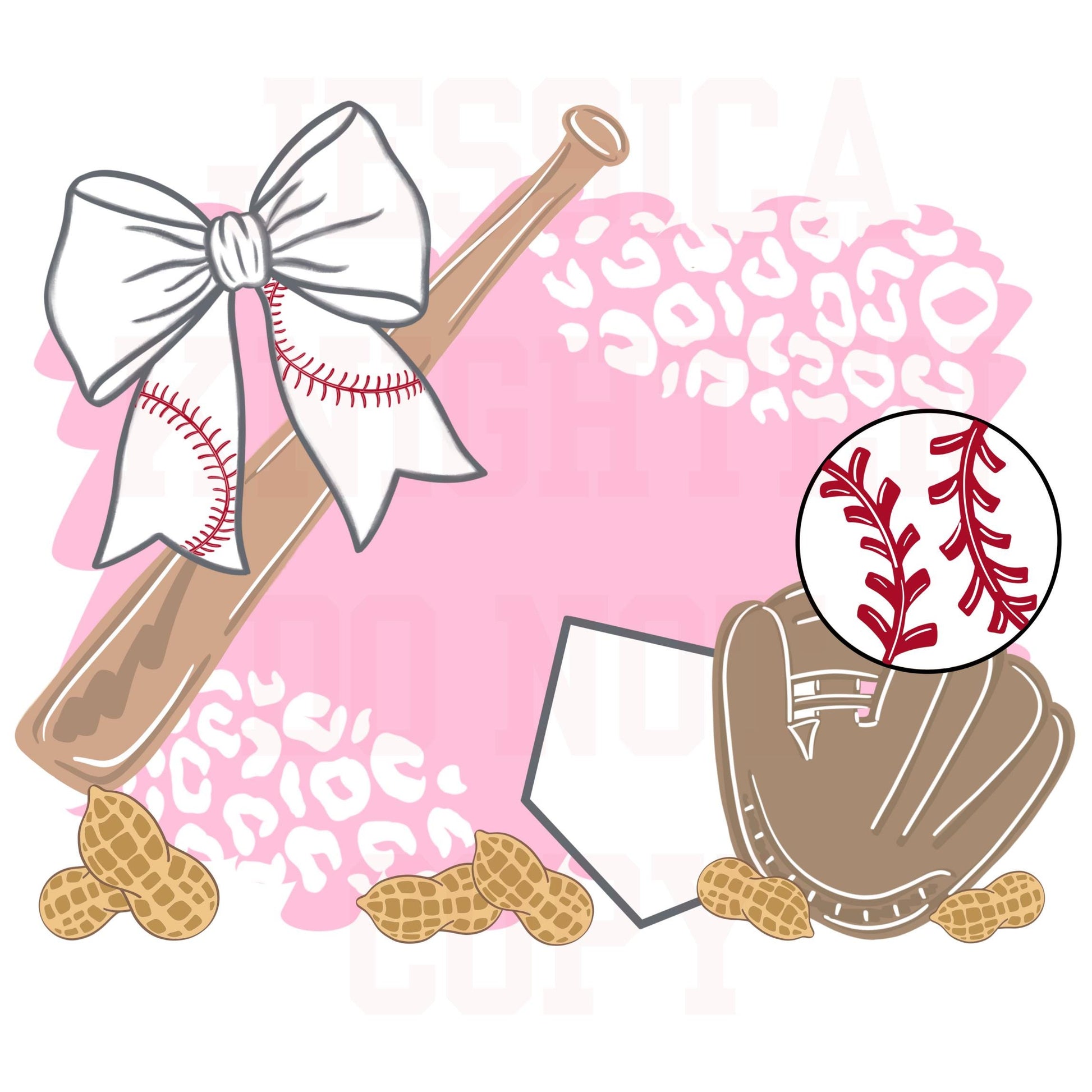 Baseball Editable PNG Transparent File Hey Batter Batter Swing Preppy Cheetah Pink Trendy Peanuts Softball Sport Bat Glove Home Plate