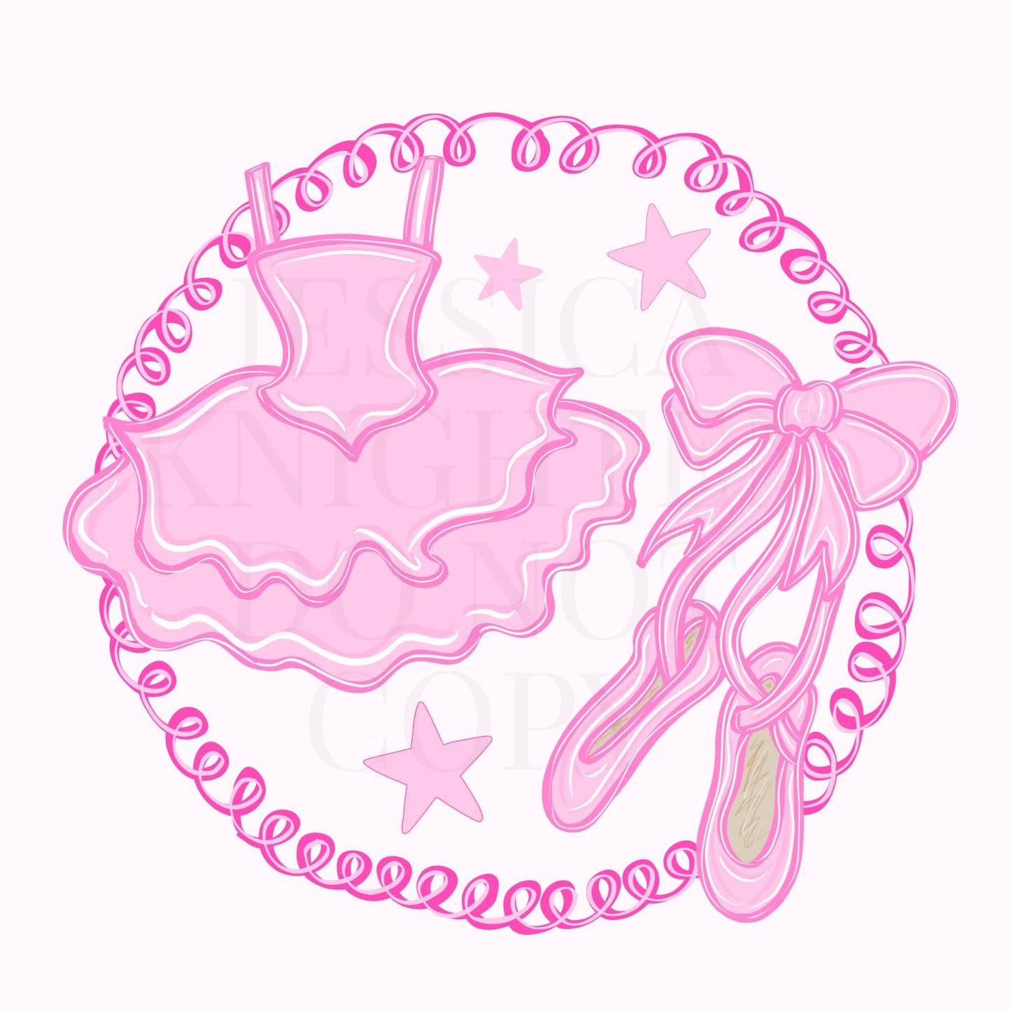 Ballet Design Dance Hand Drawn Sublimation PNG Digital Dancing Queen Tutu Ballerina Dancer File Trendy Preppy Bow Coquette Girly Pink Swirly