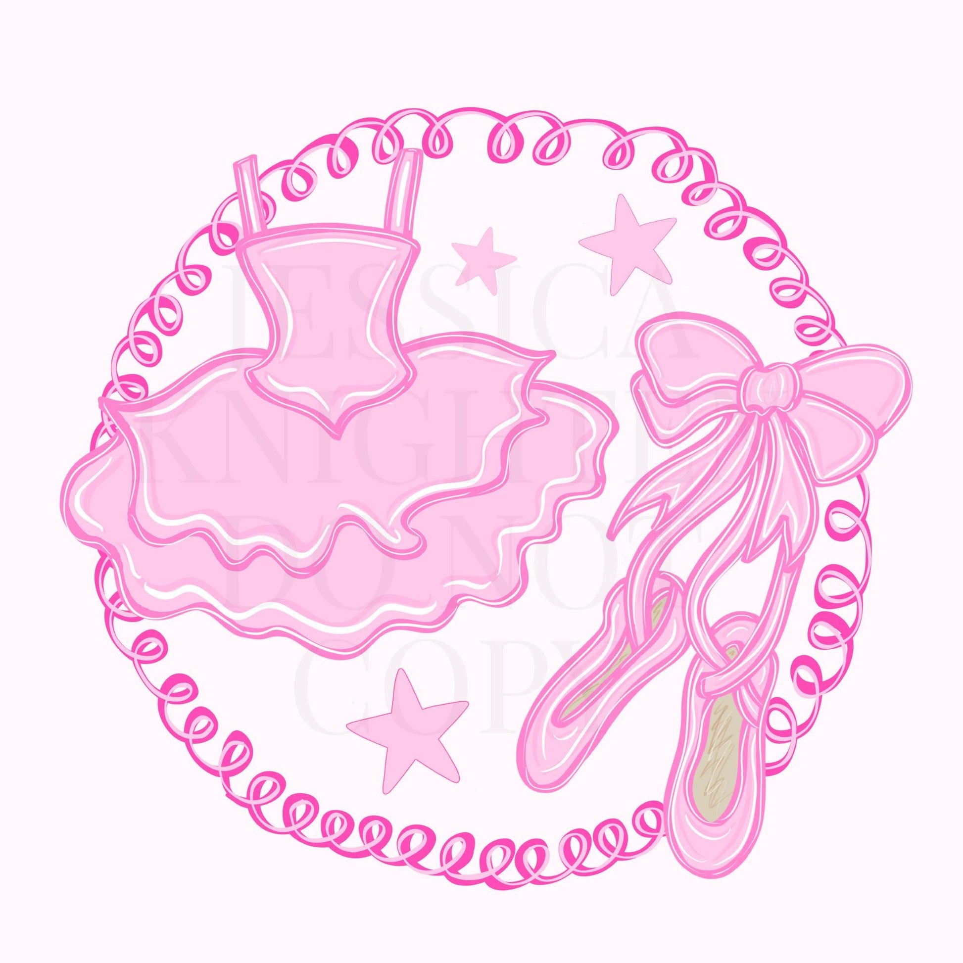 Ballet Design Dance Hand Drawn Sublimation PNG Digital Dancing Queen Tutu Ballerina Dancer File Trendy Preppy Bow Coquette Girly Pink Swirly