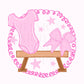 Gymnastics Hand Drawn Sublimation PNG Digital Gym Tumbling File Trendy Preppy Bow Coquette Girly Pink Swirly Bar Balance Beam Star Gymnast