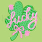 St Patty's Patricks Day PNG Pinch Me Pink Green Lucky Saint Shamrock Irish Gingham Preppy Trendy Bow Coquette Luck Hand Drawn DTF Sublimate