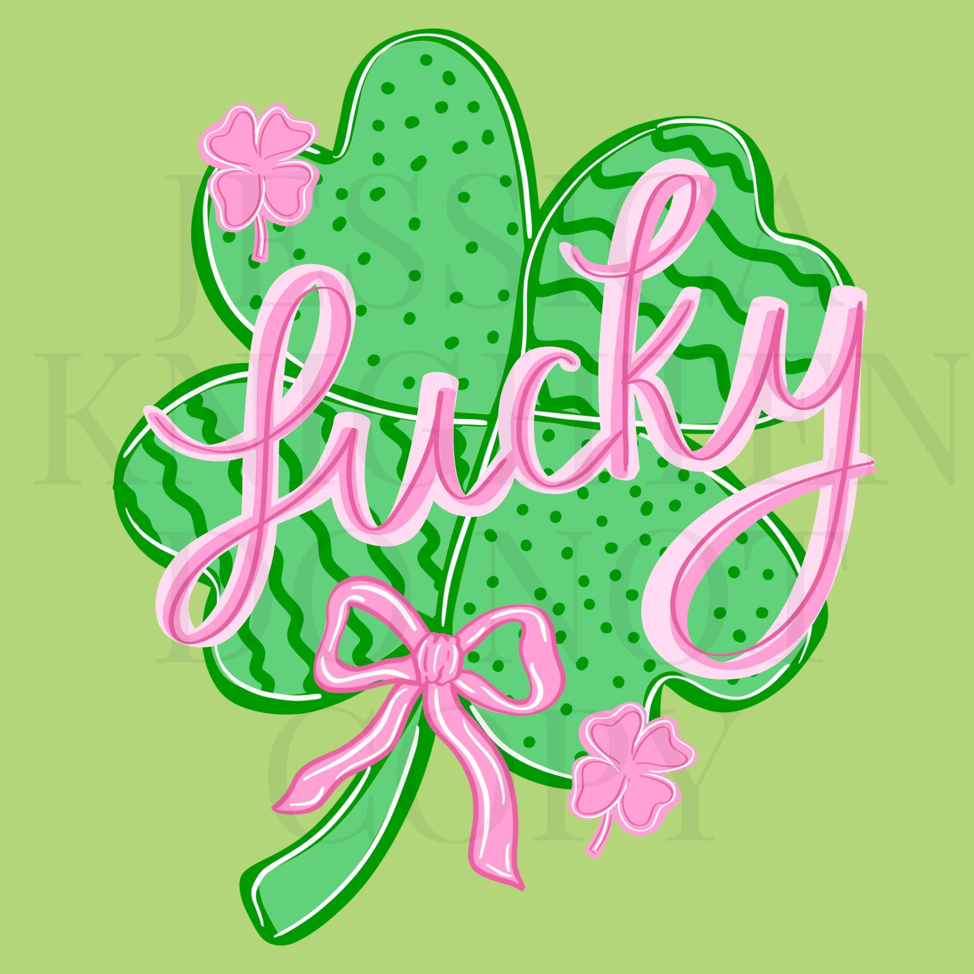 St Patty's Patricks Day PNG Pinch Me Pink Green Lucky Saint Shamrock Irish Gingham Preppy Trendy Bow Coquette Luck Hand Drawn DTF Sublimate